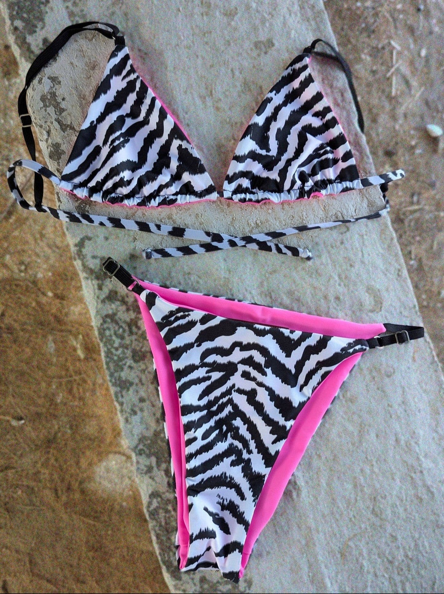  Γυναικείο μαγιό διπλής όψης Jessica Jungle, zebra print πλευρά