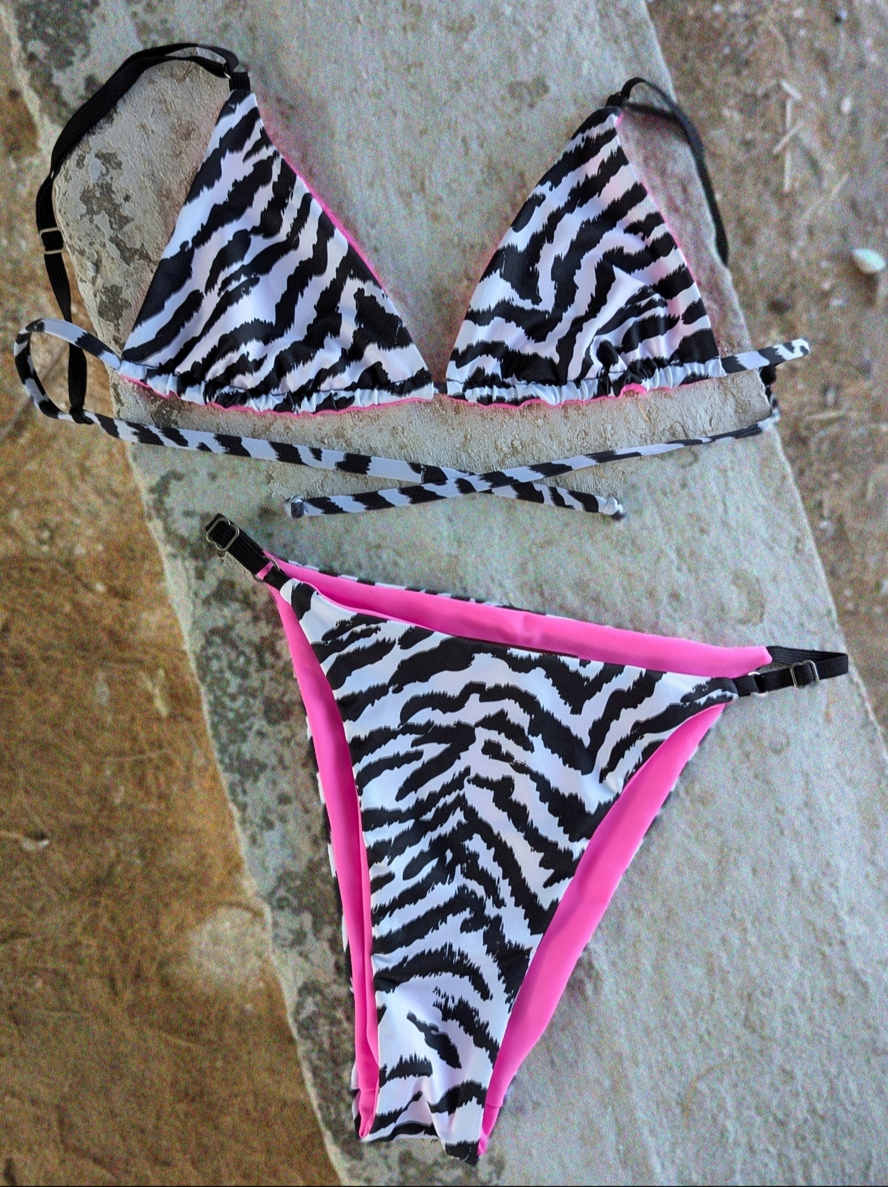  Γυναικείο μαγιό διπλής όψης Jessica Jungle, zebra print πλευρά