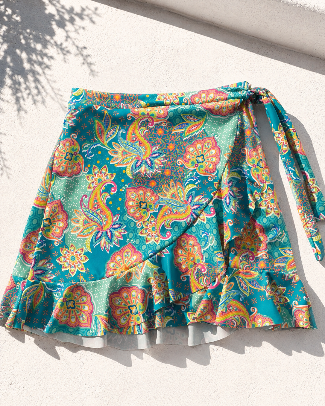 Μινι φουστα δετη στο πλάι βεραμαν με boho print