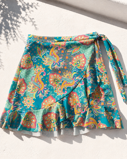 Μινι φουστα δετη στο πλάι βεραμαν με boho print